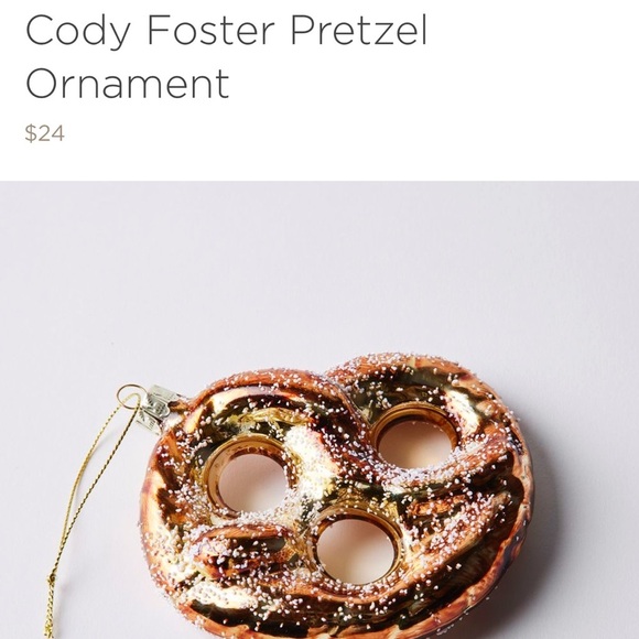 Cody Foster Glass Salted Bavarian Pretzel Christmas Tree Ornament Glitter Gold - Picture 7 of 7